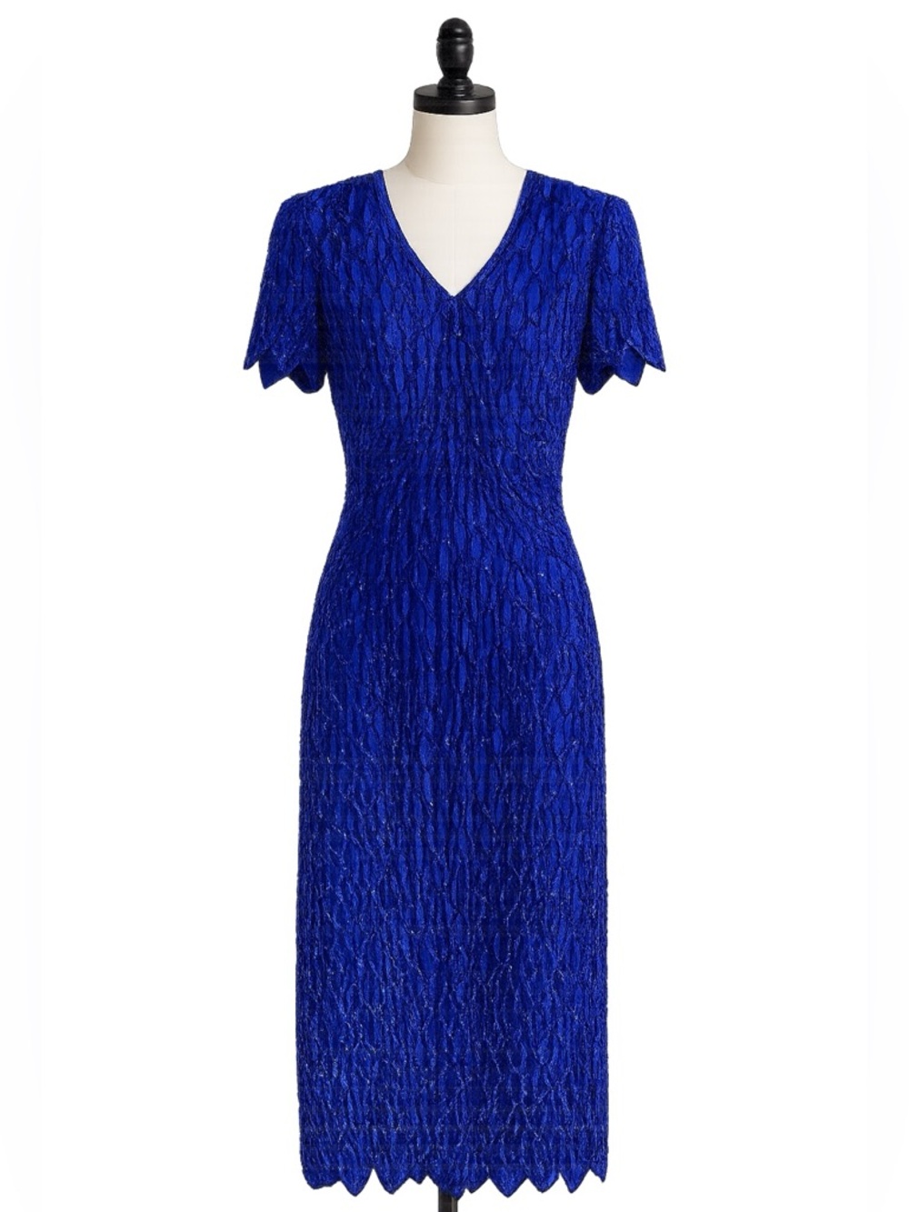 Lawrence Kazar Vintage‎ Beaded Sequin Evening Gown Blue Gatsby Formal L